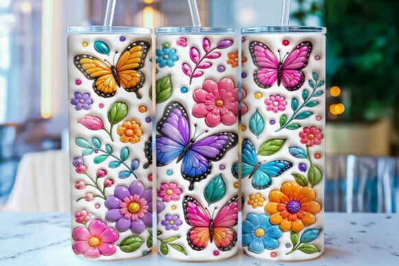 Download Inflated Butterfly Floral Tumbler Wrap - Floral tumbler wrap Collection