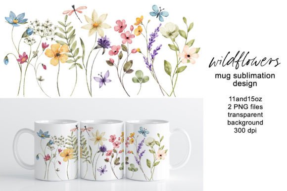 Download Mug Sublimation Design with Wildflowers. - Sublimation design Collection