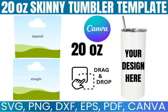 Download 20oz Skinny Tumbler Canva Template - Skinny tumbler Collection