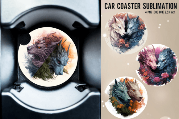 Download Dragon Car Coaster Sublimation Designs - Sublimation design Collection