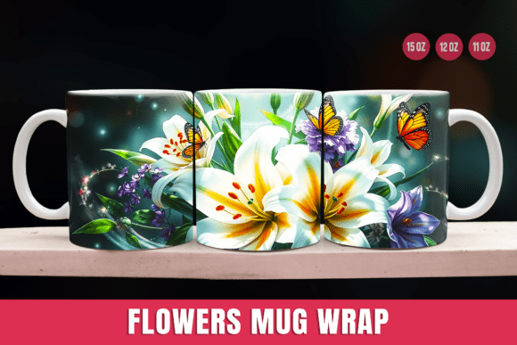 Download Flowers Mug Wrap Sublimation Designs - Sublimation design Collection