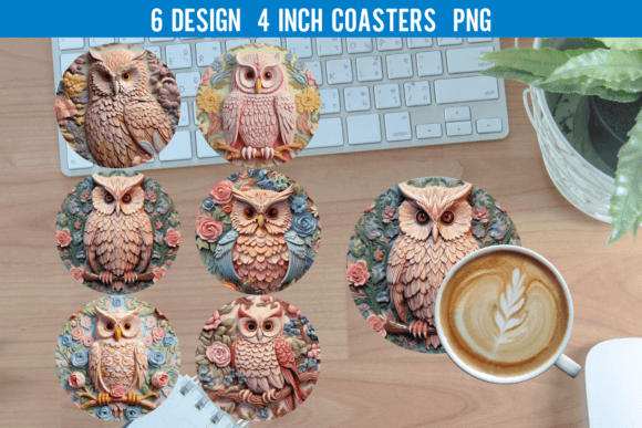 Download 3D Owl Round Coaster Sublimation Designs - Sublimation design Collection