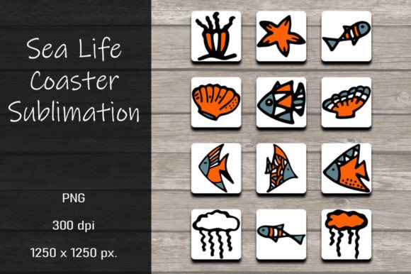 Download Sea Life Coaster Sublimation Designs - Sublimation design Collection