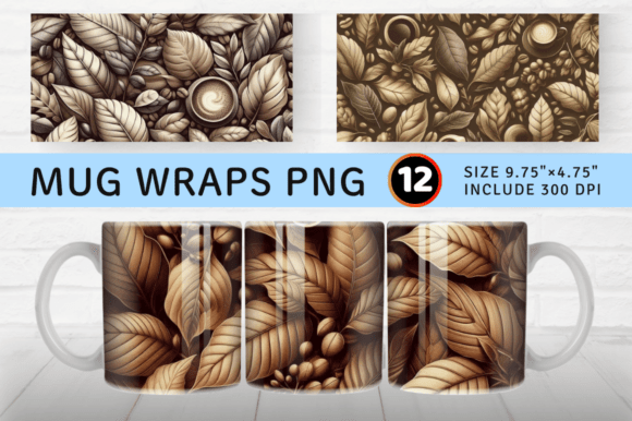 Download Coffee Leaf Mug Wrap Sublimation Design - Sublimation design Collection
