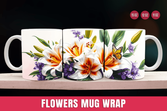 Download Flowers Mug Wrap Sublimation Designs - Sublimation design Collection