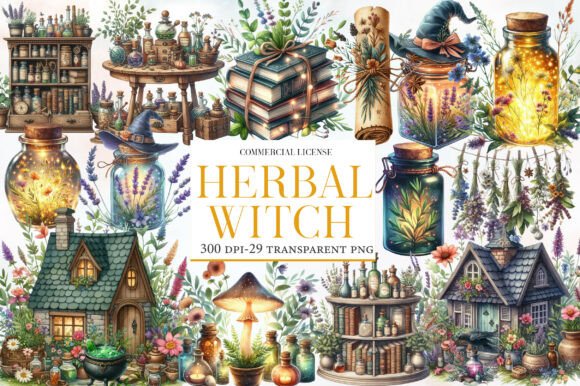 Download Herbal Witch Sublimation Clipart Bundle - Herbal Collection