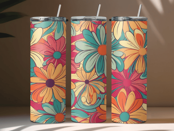 Download Retro Daisies 20 Oz Skinny Tumbler Wrap - Skinny tumbler Collection