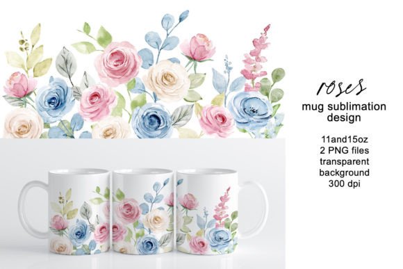 Download Mug Sublimation Design with Flowers Rose - Sublimation design Collection
