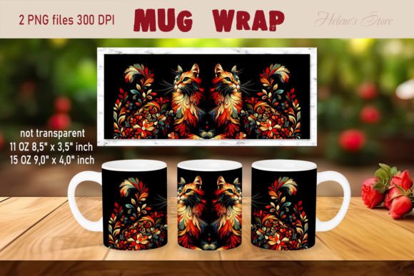 Download Florals Cat Mug Wrap Sublimation Designs - Sublimation design Collection