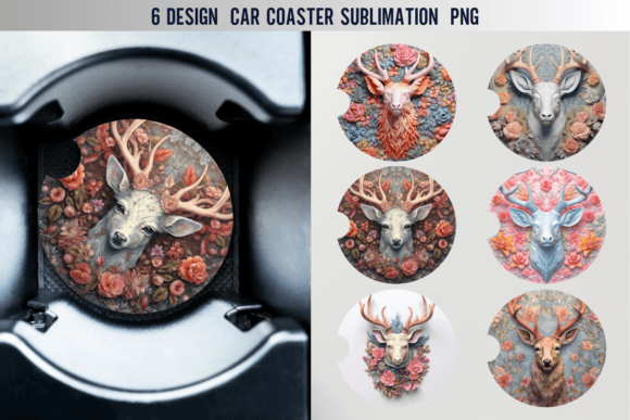 Download Deer Car Coaster Sublimation Designs - Sublimation design Collection