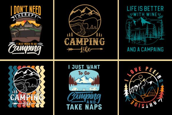 Download Camping T Shirt Design Bundle Vector Art - T shirt Collection