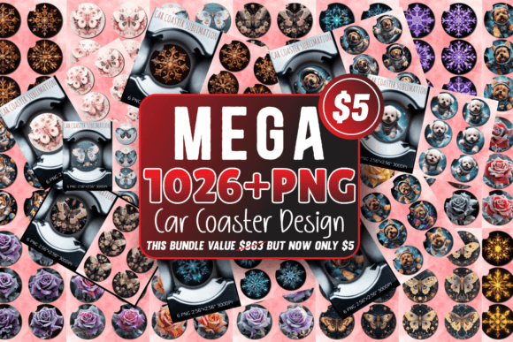 Download Mega Car Coaster Sublimation Design Bundle - Sublimation design Collection